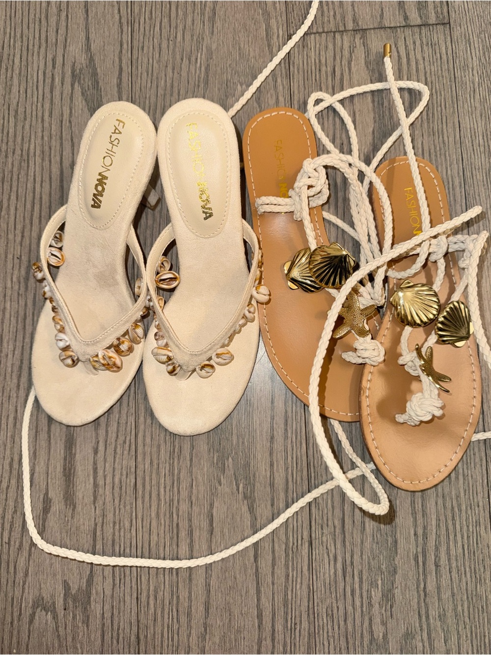 Fashion nova shell heels and sandals size 6